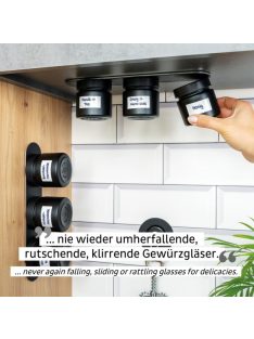   Recipient pentru delicatesuri NEGRU – set de 3 buc + suport metalic NEGRU