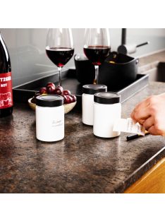   Recipient pentru delicatesuri ALB – set de 3 buc + suport metalic ALB